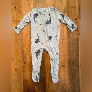 Kyte Baby - Zippered Footie in Stream Shark / 3-6 months